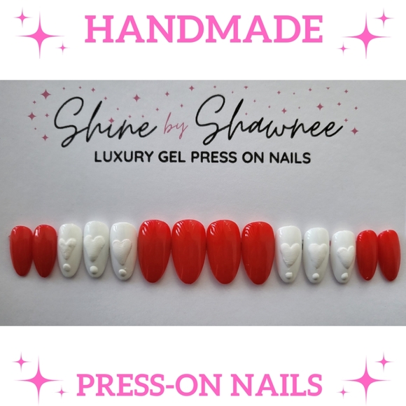 Handmade Luxury Press-On Nails | Sturdy & Reusable | LOVE NOTES - Picture 1 of 6